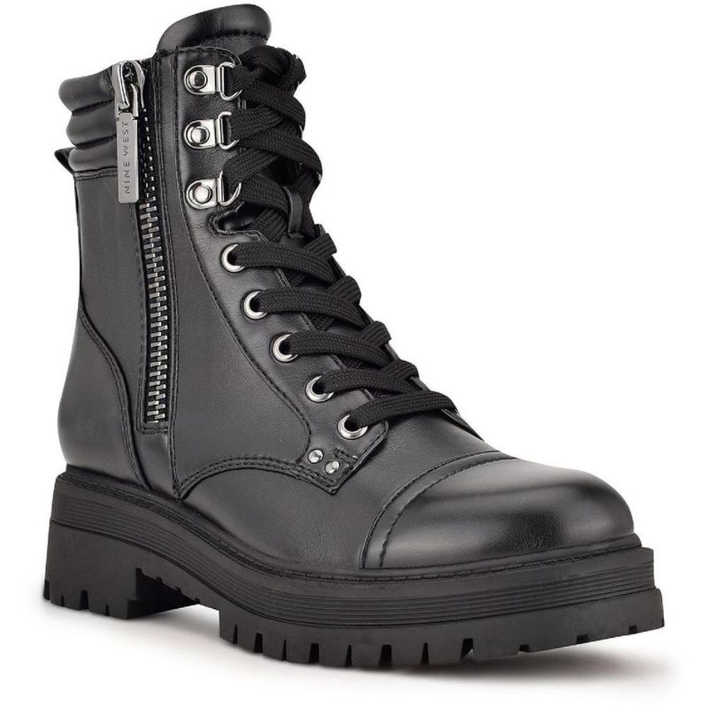 Nine West Womens Prinze 3 Black Faux Leather Casual Ankle Boots Shoes NWT